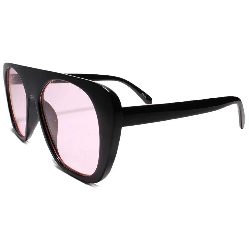 Funky 80s 90s Party Club Hip Hop Rapper Gangster Flat Top Pink Lens Sunglasses